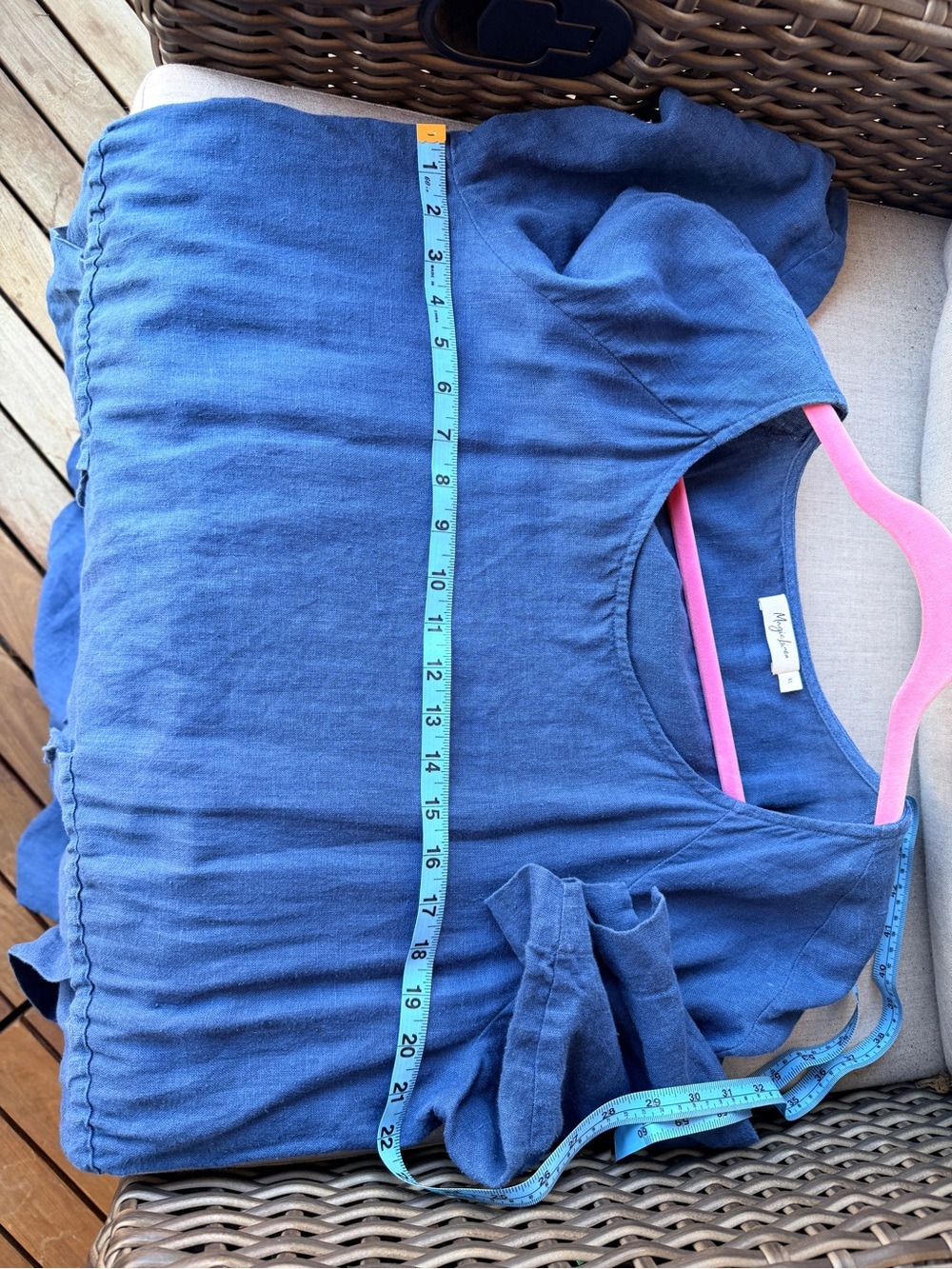 Magic Linen Relaxed Blue Linen Knee-length Dress - Picture 6 of 8